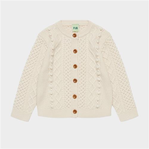 FUB Aran Cardigan Ecru Ecru 110 cm  Creme  110 cm