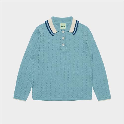 FUB Pointelle Polo Light Teal Light Teal 110 cm  Blå  110 cm  Piger