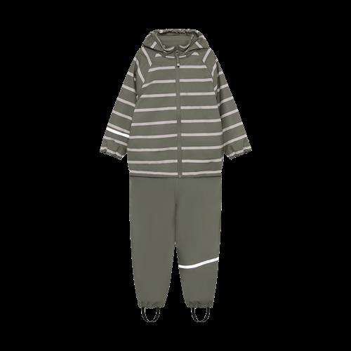 Celavi Rainwear Set - AOP, w. fleece Mulled Basil Mulled Basil-80 cm  Grøn  80 cm