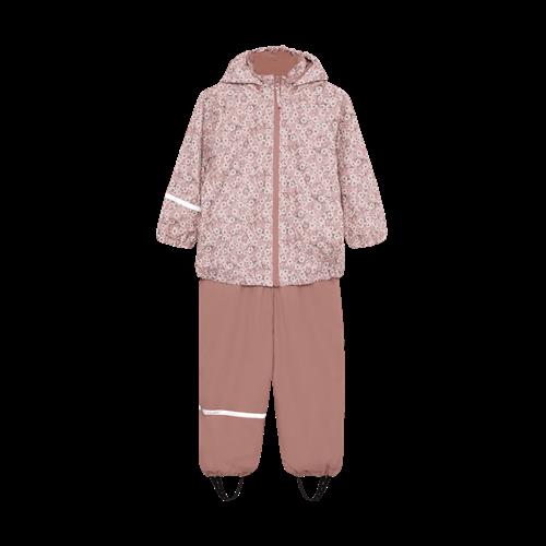 Celavi Rainwear Set - AOP, w. fleece Shadow Gray Shadow Gray-120 cm  Beige  120 cm