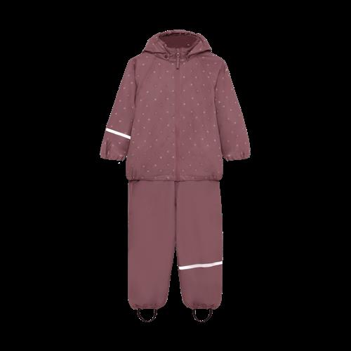 Celavi Rainwear Set - AOP, w. fleece Rose Brown Rose Brown-80 cm  Lyserød  80 cm