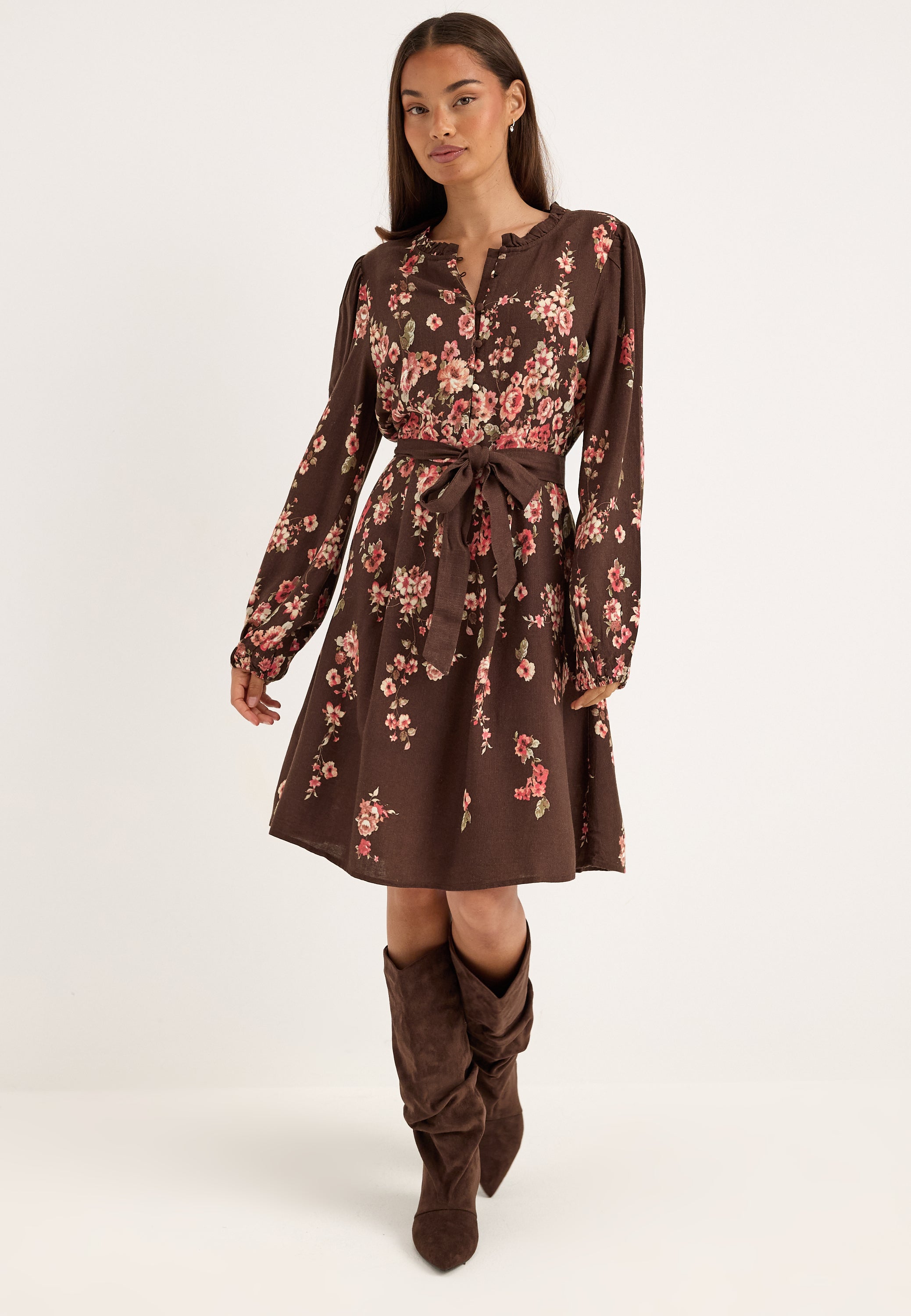 VILA Vielma Bai O-neck L/S SHORT DRESS