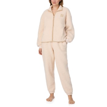 DKNY Chill In Style Zip Top Jogger Set Beige polyester Small Dame