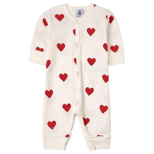 Petit Bateau Hjertemønstret Heldragt Hvid 24 months  Hvid  24 måneder  Piger