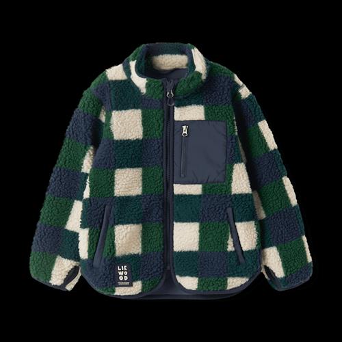 Liewood Nolan Pile Jacket Mega Check Bright Garden Mega Check Bright Garden 116 cm  Grøn  116 cm  Drenge, Piger