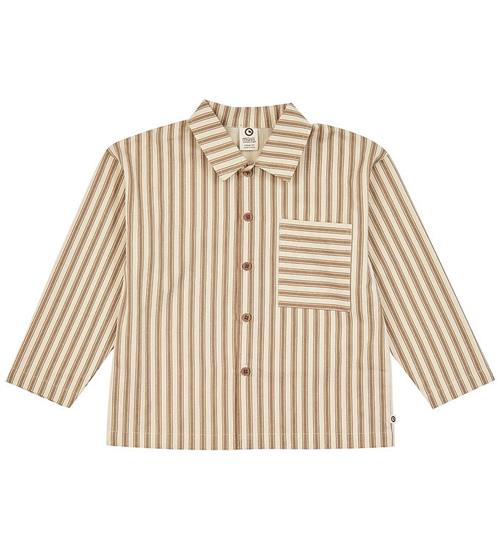 Müsli Skjorte - Woven Stripes l/æ - Oak Walnut