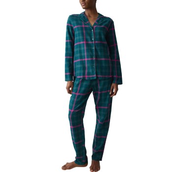 Triumph Boyfriend Long Sleeved Pyjama Set Grøn/Rudet bomuld 40 Dame