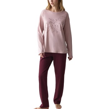 Triumph PK LSL 08 Long Sleeve Pyjama Set Rød/Rosa bomuld 48 Dame