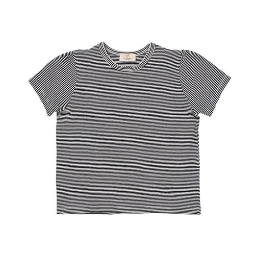 Copenhagen Colors Stribet T-shirt Med Flæseærmer Navy Cream Stripe 122 cm  Blå  122 cm  Drenge