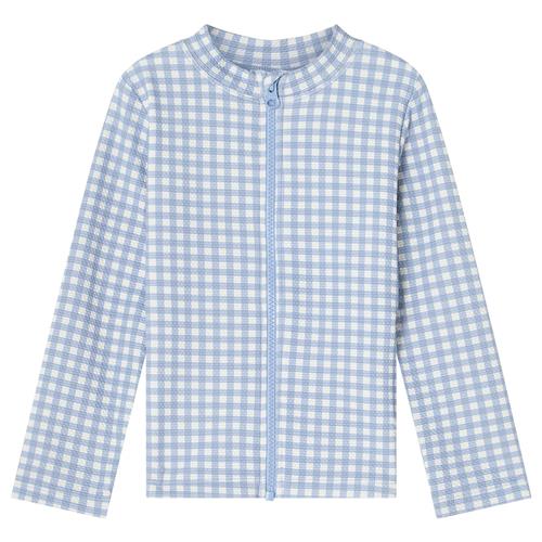 Kuling Montauk UV-skjorte Med Lynlås Dove Blue Gingham  Dove Blue Gingham 98/104 cm  Blå  98/104 cm  Drenge, Piger