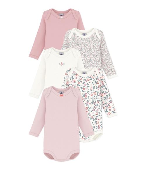 Petit Bateau 5-pack long-sleeve Baby Bodysuits Variante 1 Variante 1 6 Months  Creme  6 måneder  Piger