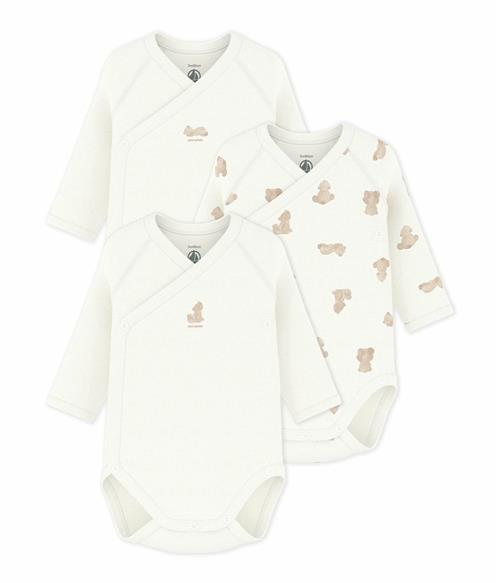 Petit Bateau 3-Pack Long-Sleeve Baby Bodysuits Variante 1 Variante 1 1 Y  Creme  1 år  Drenge, Piger