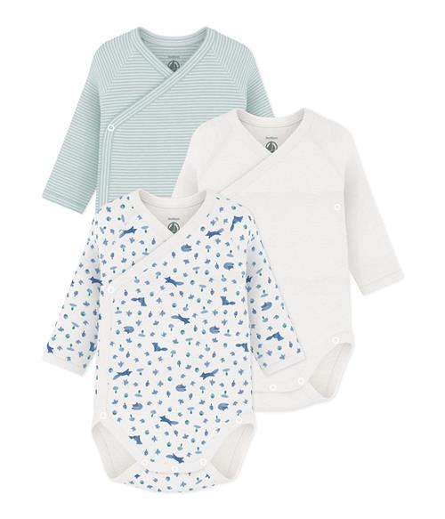 Petit Bateau 3-Pack Long-Sleeve Baby Bodysuits Variante 1 Variante 1 1 Y  Creme  12 måneder  Drenge, Piger