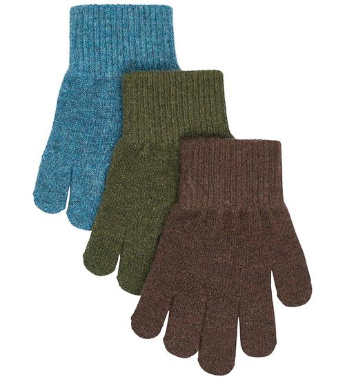 Mikk-Line Handsker - Uld - 3-pak - Blue Mirage/Kombu Green/Coffe