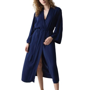 Triumph Amourette Jacquard Long Robe Marineblå viskose 40/42 Dame
