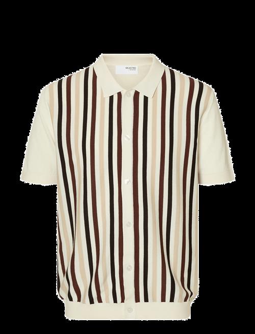 Selected | Slhmattis Ss Knit Stripe Polo Cardigan | XL