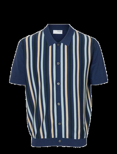 Selected | Slhmattis Ss Knit Stripe Polo Cardigan | L