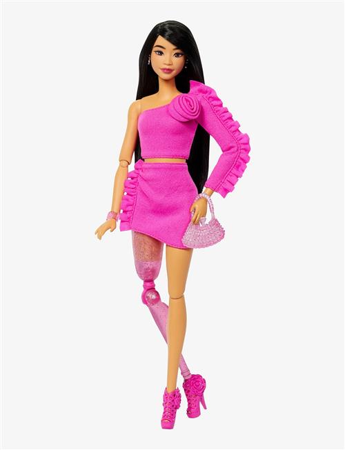 Barbie | Deluxe Style #2 Doll In Pink Core Top And Skirt Set, Black Hair & Prosthetic Leg | ONE SIZE