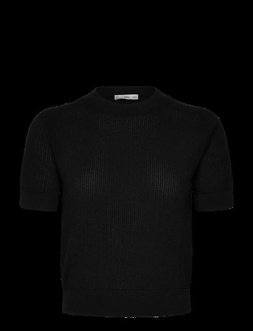 Mango | Short-Sleeved Openwork Knitted Sweater | XS