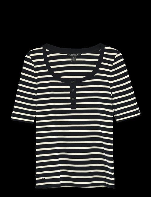 Lauren Ralph Lauren | Striped Elbow-Sleeve Henley Top | XS
