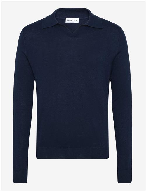 Davida Cashmere | Man Fine Knit Open Collar Sweater | S
