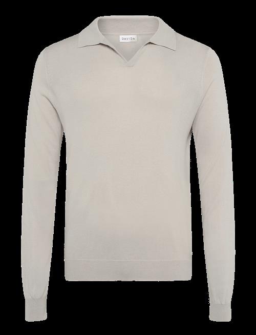 Davida Cashmere | Man Fine Knit Open Collar Sweater | S