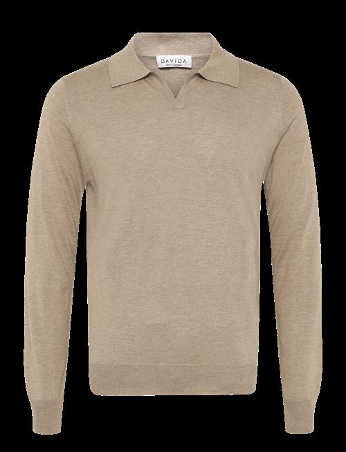 Davida Cashmere | Man Fine Knit Open Collar Sweater | L