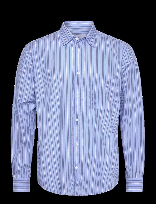 Garment Project | Relaxed Long Sleeved Shirt - Blue Striped | M