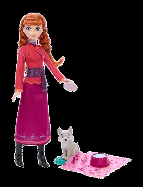 Disney Frozen | Disney Frozen Anna Fashion Doll & Wolf Cub Figure With 4 Nurturing Accessories Inspired By Movie | ONE SIZE