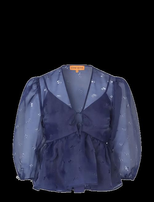 STINE GOYA | 1608 Organza, Long Sleeve Bow Top | L