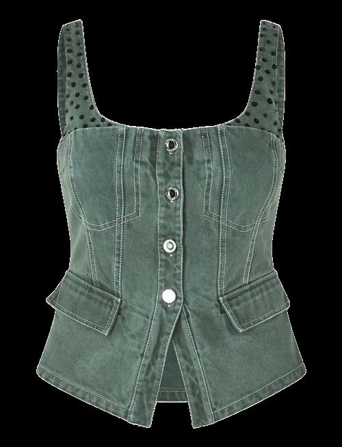 STINE GOYA | 2393 Denim, Scoopneck Pockets Vest | S