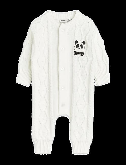Mini Rodini | Panda Texture Knit Baby Onesie | 80/86