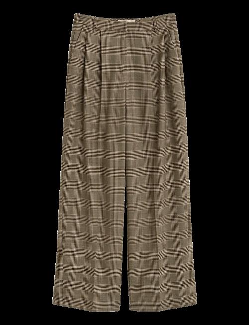 Gant | Checked Pleated Wool Blend Pants | 40