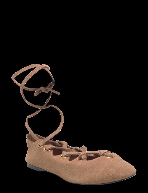 Mango | Suede Ballet Flats With Crossed Straps | 38