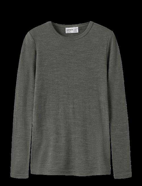 name it | Nknwax Wool Rib Ls Top | 146-152