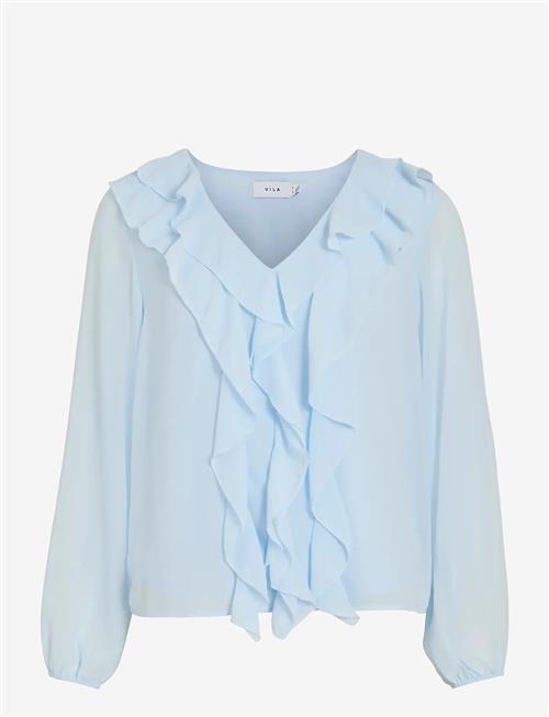 Vila | Viane L/S V-Neck Frill Top - Noos | 34