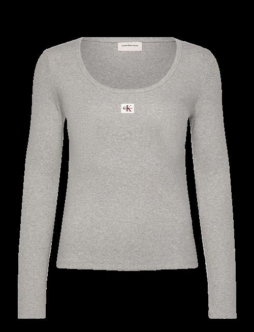 Calvin Klein Jeans | Ls Woven Label 2X2 Baby Rib Scoo | XS