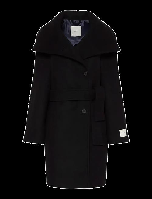 Calvin Klein | Funnel Neck Knee Length Wool Coa | L