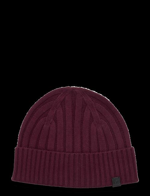 Lauren Ralph Lauren | Leather-Trim Rib-Knit Beanie | ONE SIZE