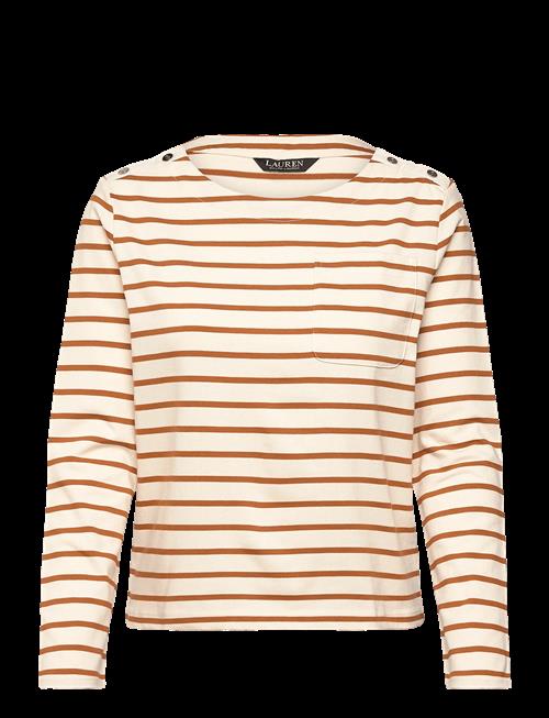 Lauren Ralph Lauren | Striped Jersey Snap-Trim Boatneck Top | M