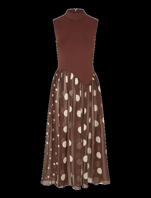 STINE GOYA | Jersey / Georgette Combo, Asymmetrical Draped Dress | S