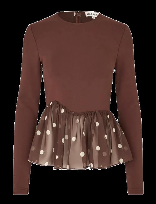 STINE GOYA | Jersey / Georgette Combo, Asymmetrical Draped Top | M