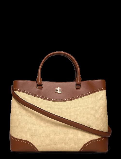 Lauren Ralph Lauren | Straw & Leather Large Marcy Satchel | ONE SIZE
