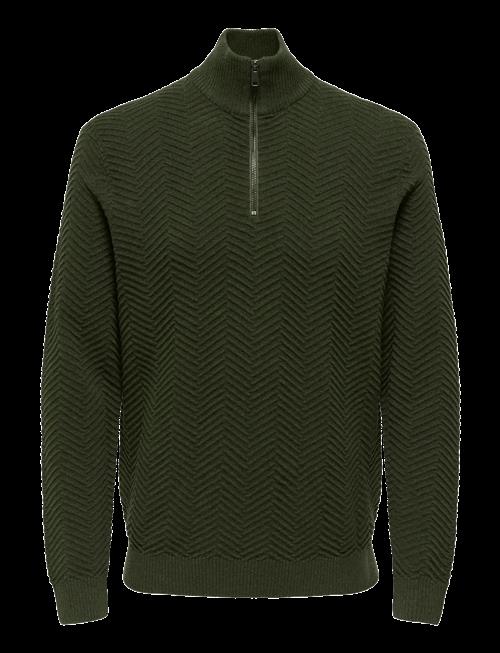 ONLY & SONS | Onsmace Reg Herringbone Half Zip Knit Ns | M