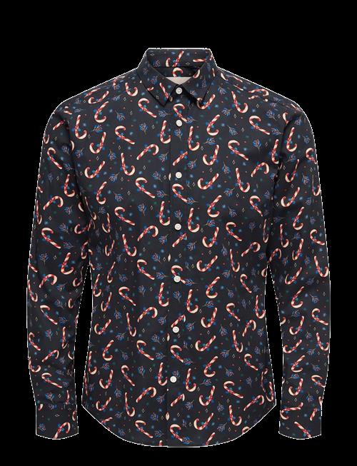 ONLY & SONS | Onself Xmas Aop Slim Poplin Ls Shirt | XS
