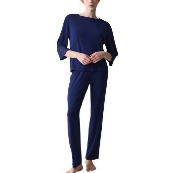 Triumph Amourette PK LSL Pyjama Set Marineblå modal fibre 48 Dame