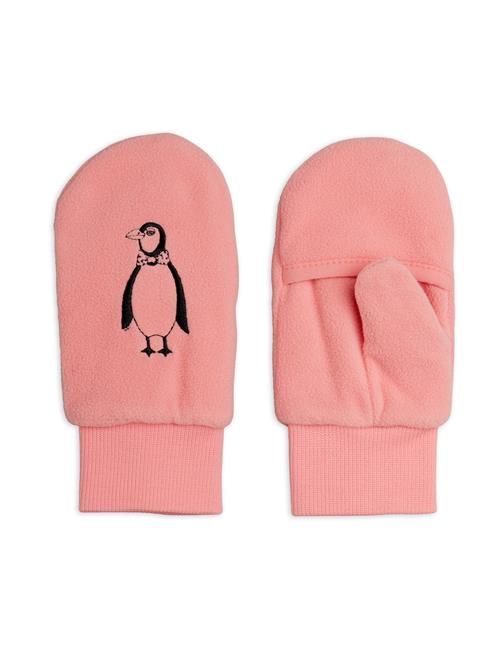 Mini Rodini Penguin Emb Microfleece Overlapping Mittens Pink Pink 5-8 Y  Lyserød  5-8 år  Piger