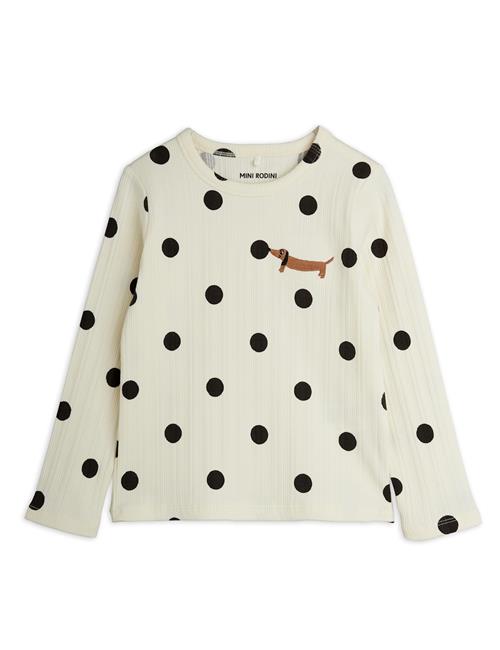 Mini Rodini Dots Aop Dog Ls Tee Off-white Off-white 128/134 cm  Hvid  128/134 cm  Drenge, Piger
