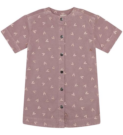Minymo Denimkjole - Twill - Fawn m. Hearts
