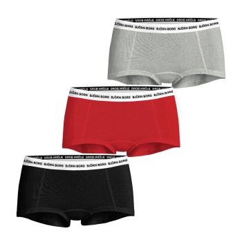 Björn Borg Trusser 3P Logo Boxers Shorts Sort/Rød bomuld Large Dame